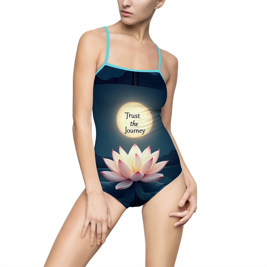 Serene Journey Women's One-Piece Swimsuit, Swimwear, Beachwear, Gift for Her, Inspirational Swim Suit, Summer Style