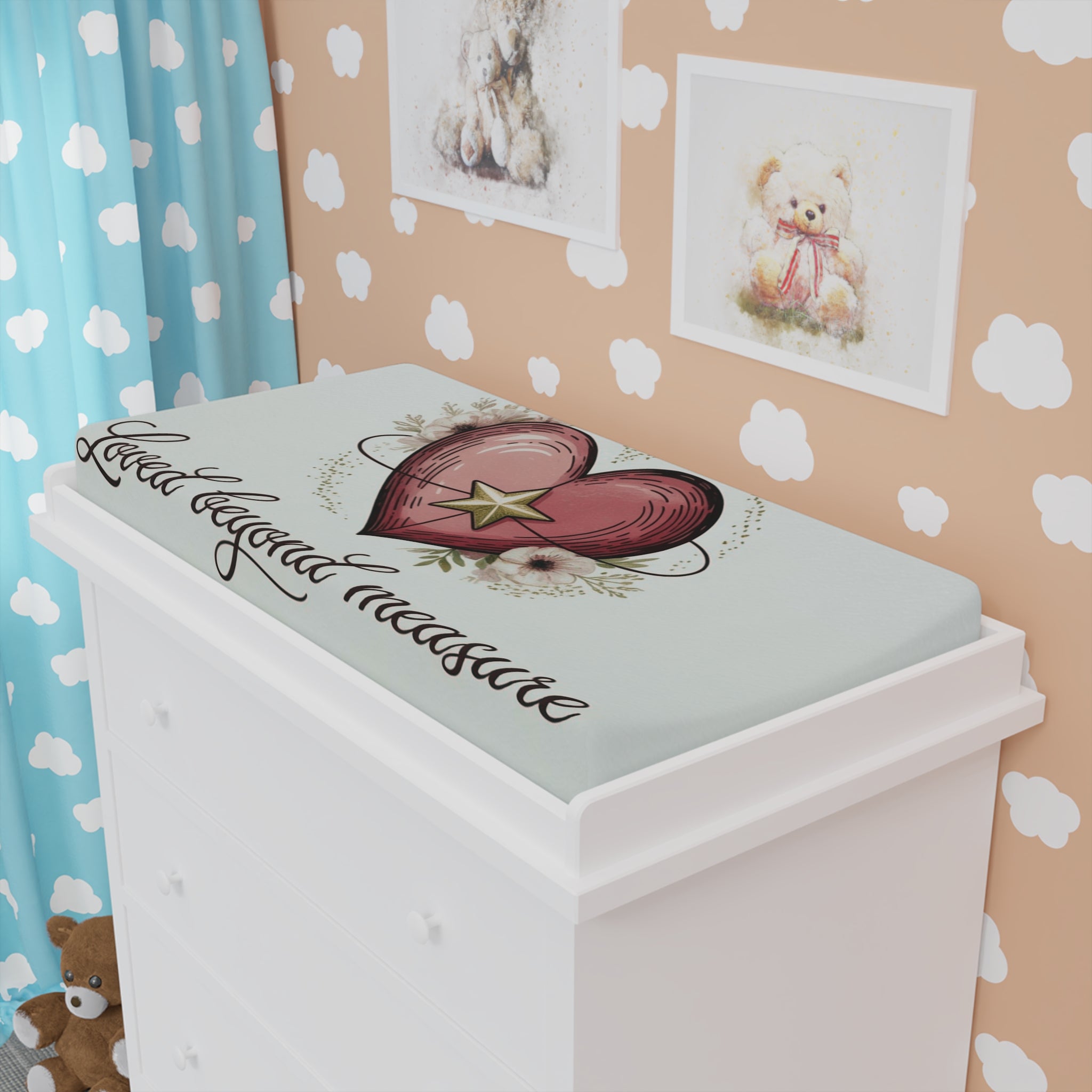 Loved Beyond Measure.Heartfelt Baby Changing Pad Cover, Nursery Décor, Unique Baby Shower Gift, Loved Beyond Measure, Baby Essentials, Floral Design