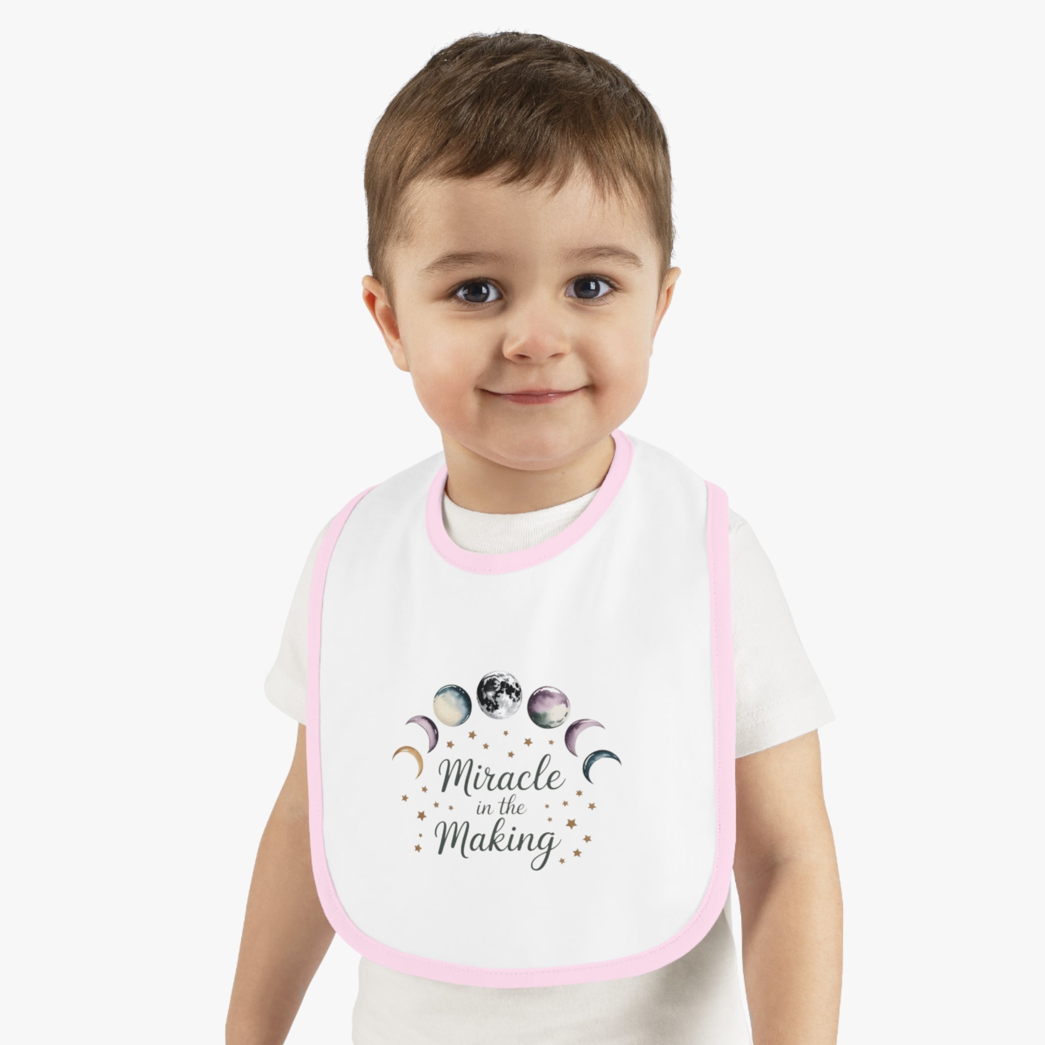 Miracle in the Making Moon Phase Baby Bib - Fertility Journey Celebration