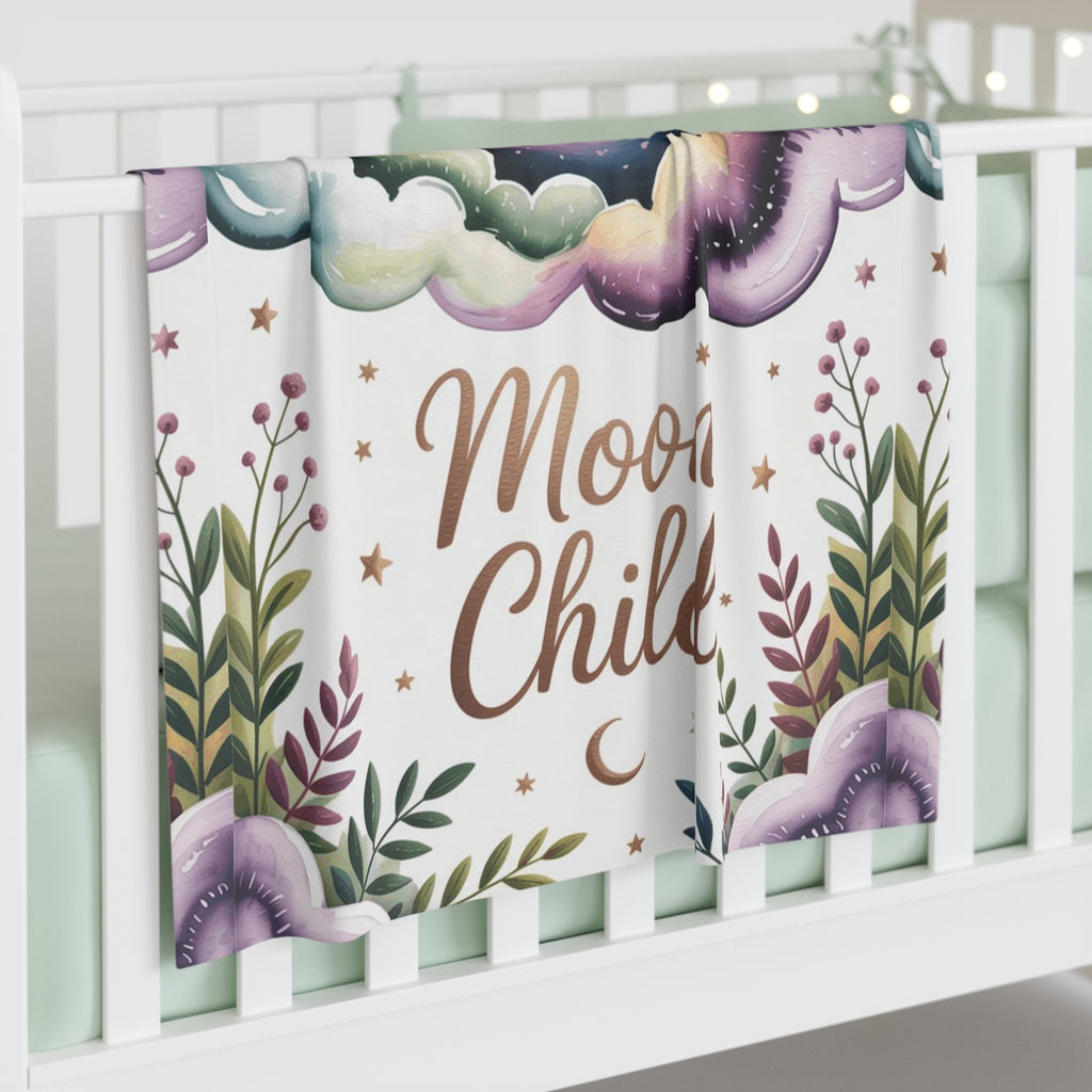 Moon Child Celestial Baby Swaddle Blanket - Soft Dreamy Design for Your Miracle Baby, Newborn Gift, Nursery Decor, Baby Shower Present, Cozy Sleep Blanket
