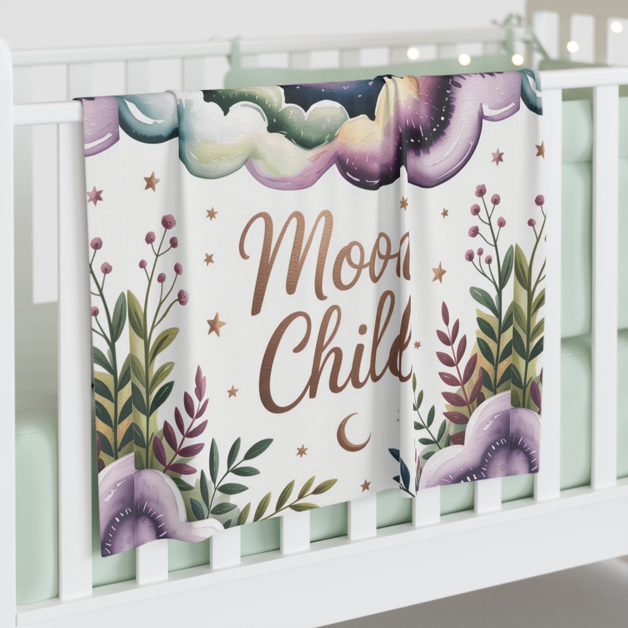 Moon Child Celestial Baby Swaddle Blanket - Soft Dreamy Design for Your Miracle Baby, Newborn Gift, Nursery Decor, Baby Shower Present, Cozy Sleep Blanket