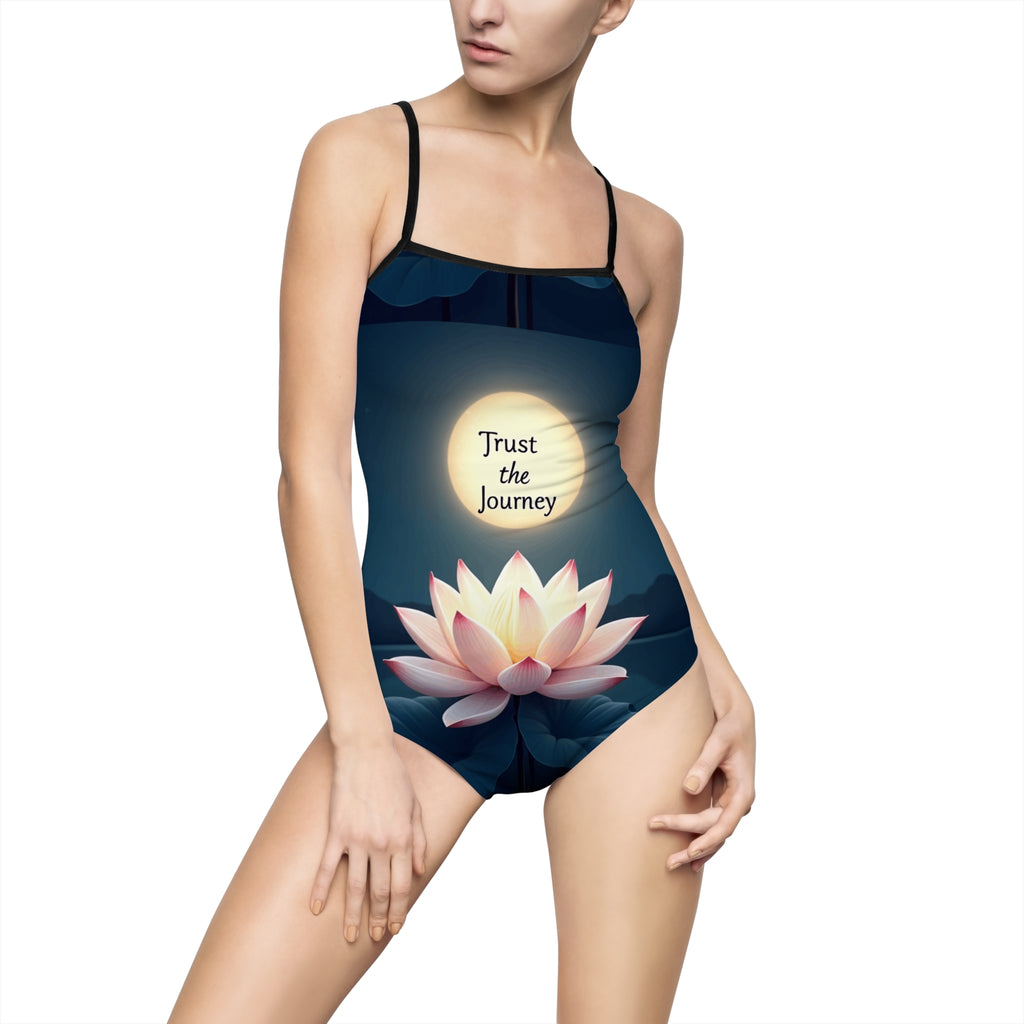 Serene Journey Women's One-Piece Swimsuit, Swimwear, Beachwear, Gift for Her, Inspirational Swim Suit, Summer Style