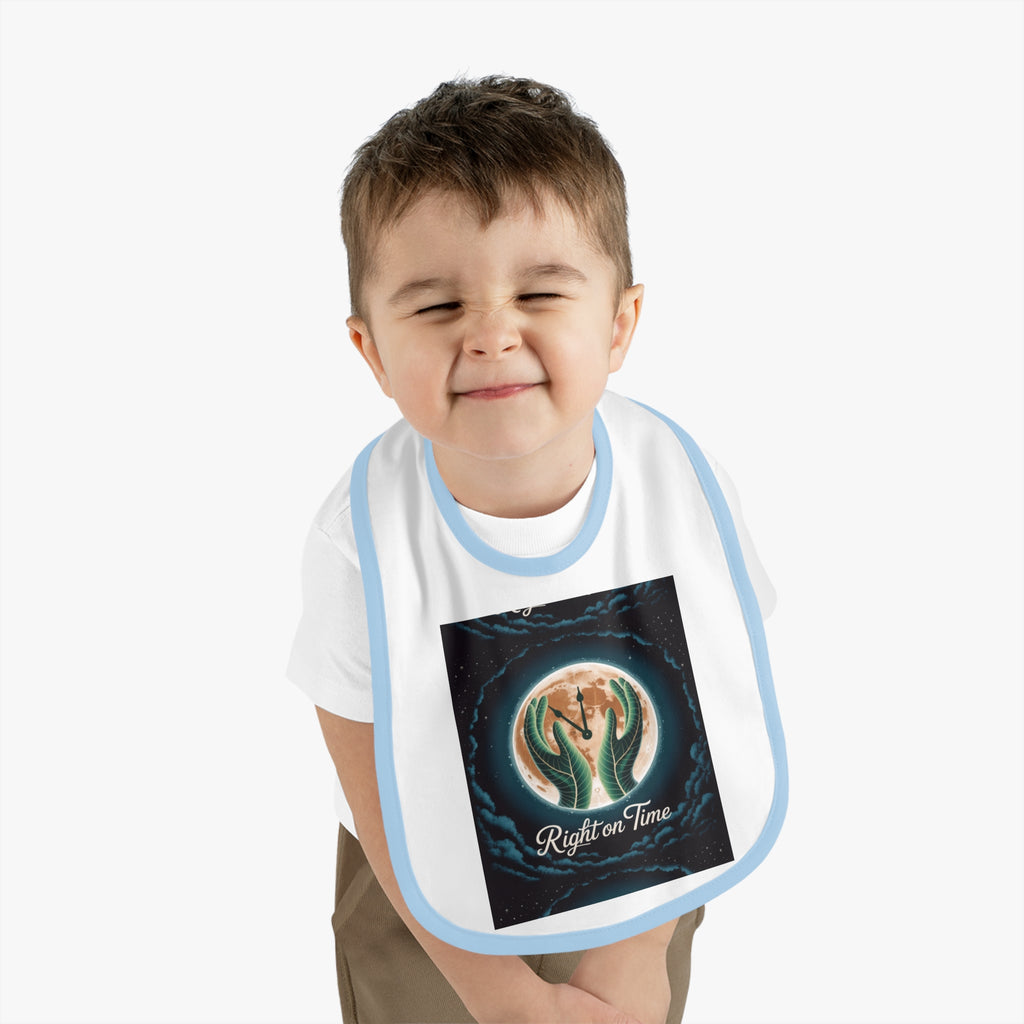 Right on time Baby Contrast Trim Jersey Bib