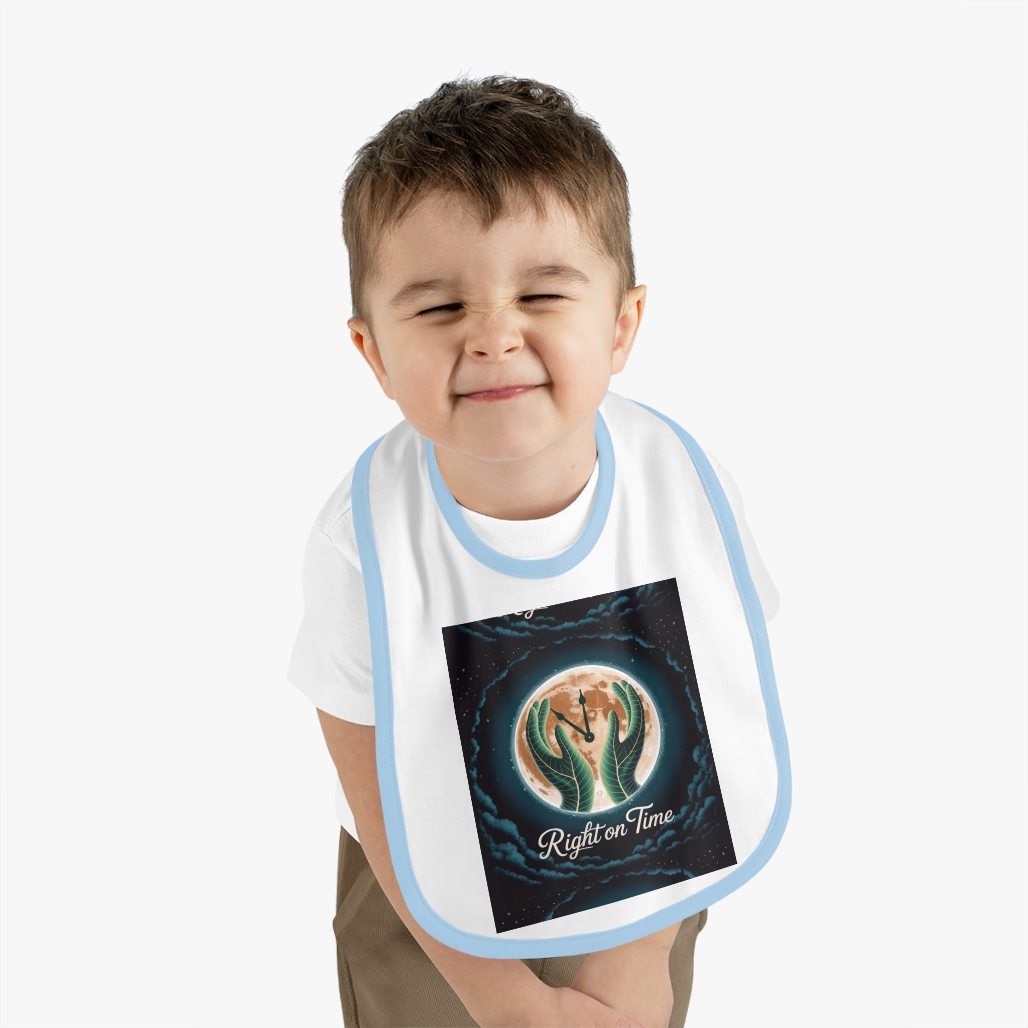 Right on time Baby Contrast Trim Jersey Bib