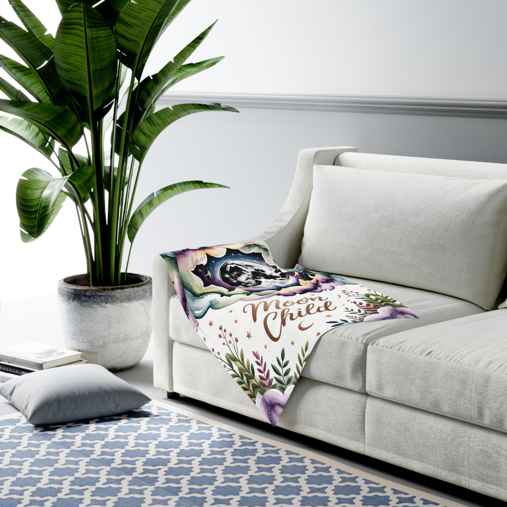 Moon Child Celestial Baby Swaddle Blanket - Soft Dreamy Design for Your Miracle Baby, Newborn Gift, Nursery Decor, Baby Shower Present, Cozy Sleep Blanket