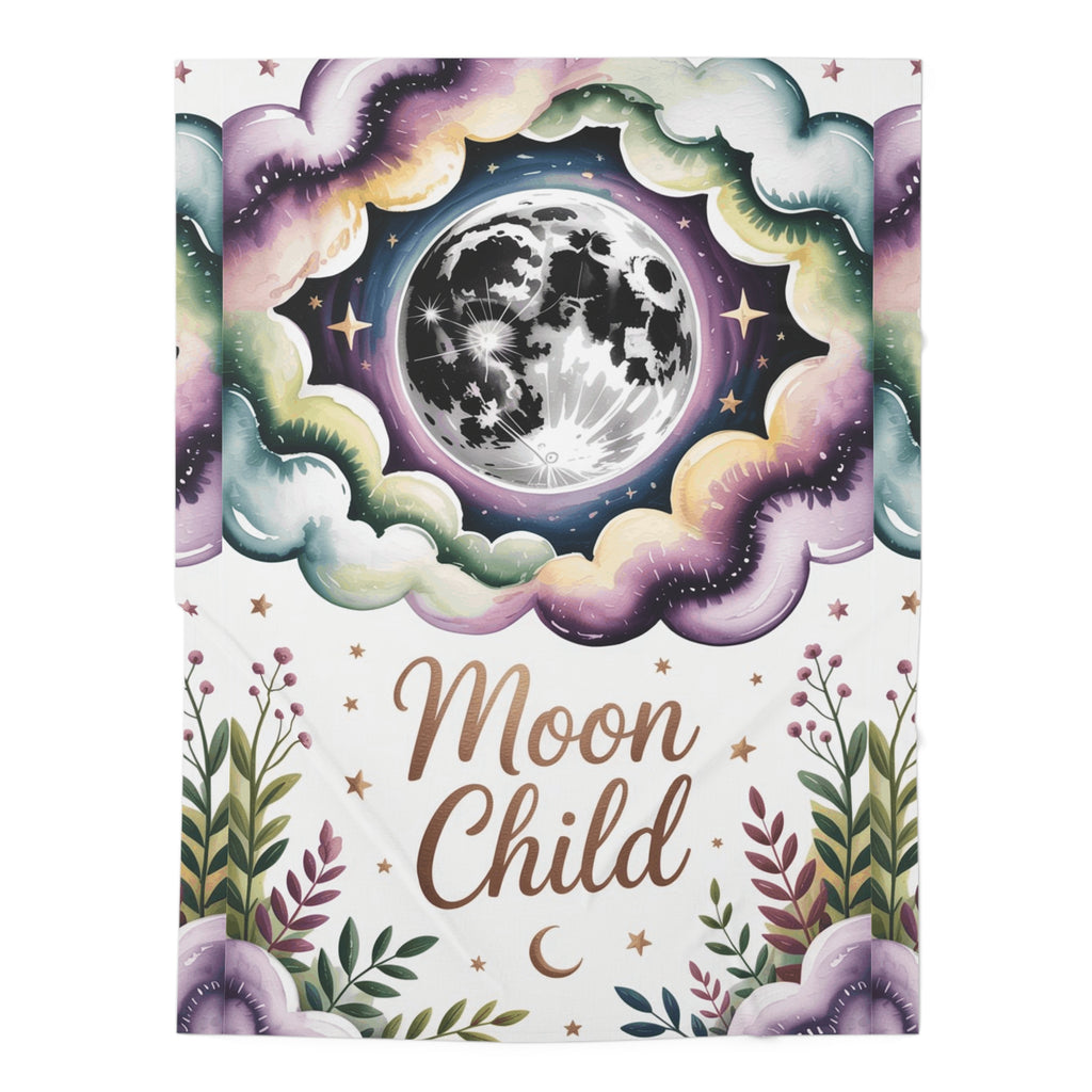 Moon Child Celestial Baby Swaddle Blanket - Soft Dreamy Design for Your Miracle Baby, Newborn Gift, Nursery Decor, Baby Shower Present, Cozy Sleep Blanket