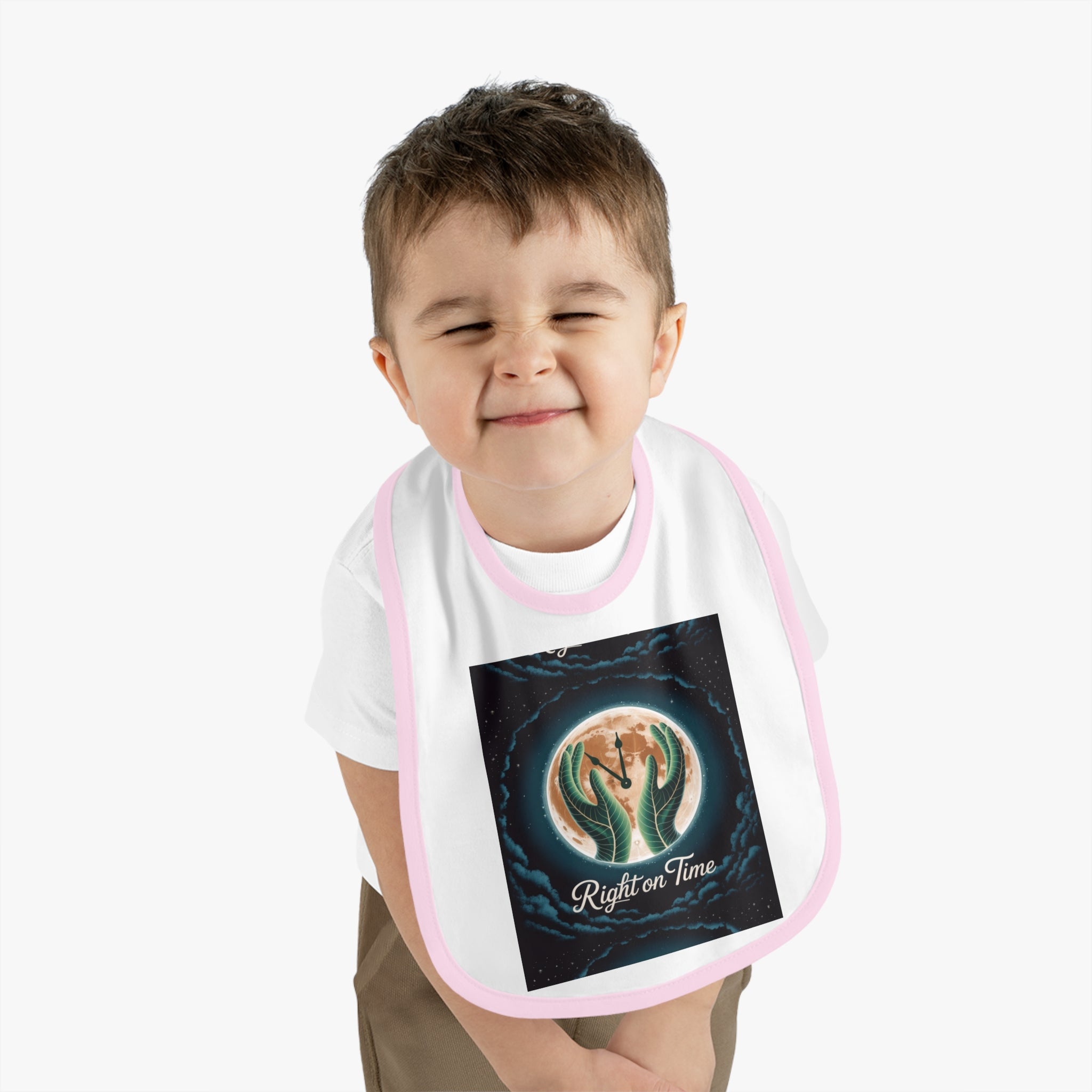 Right on time Baby Contrast Trim Jersey Bib