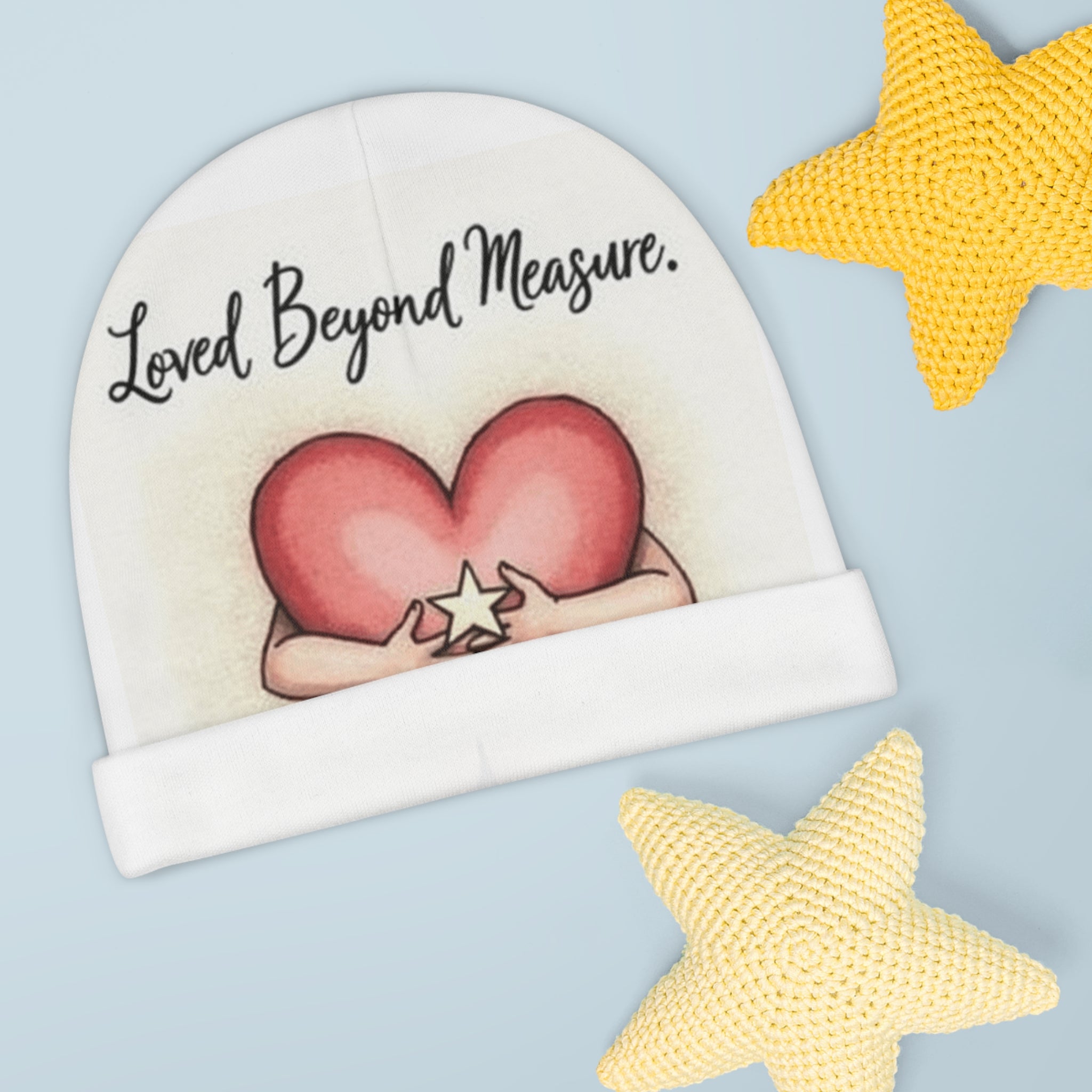 Baby Beanie - Loved Beyond Measure Heart and Star Design