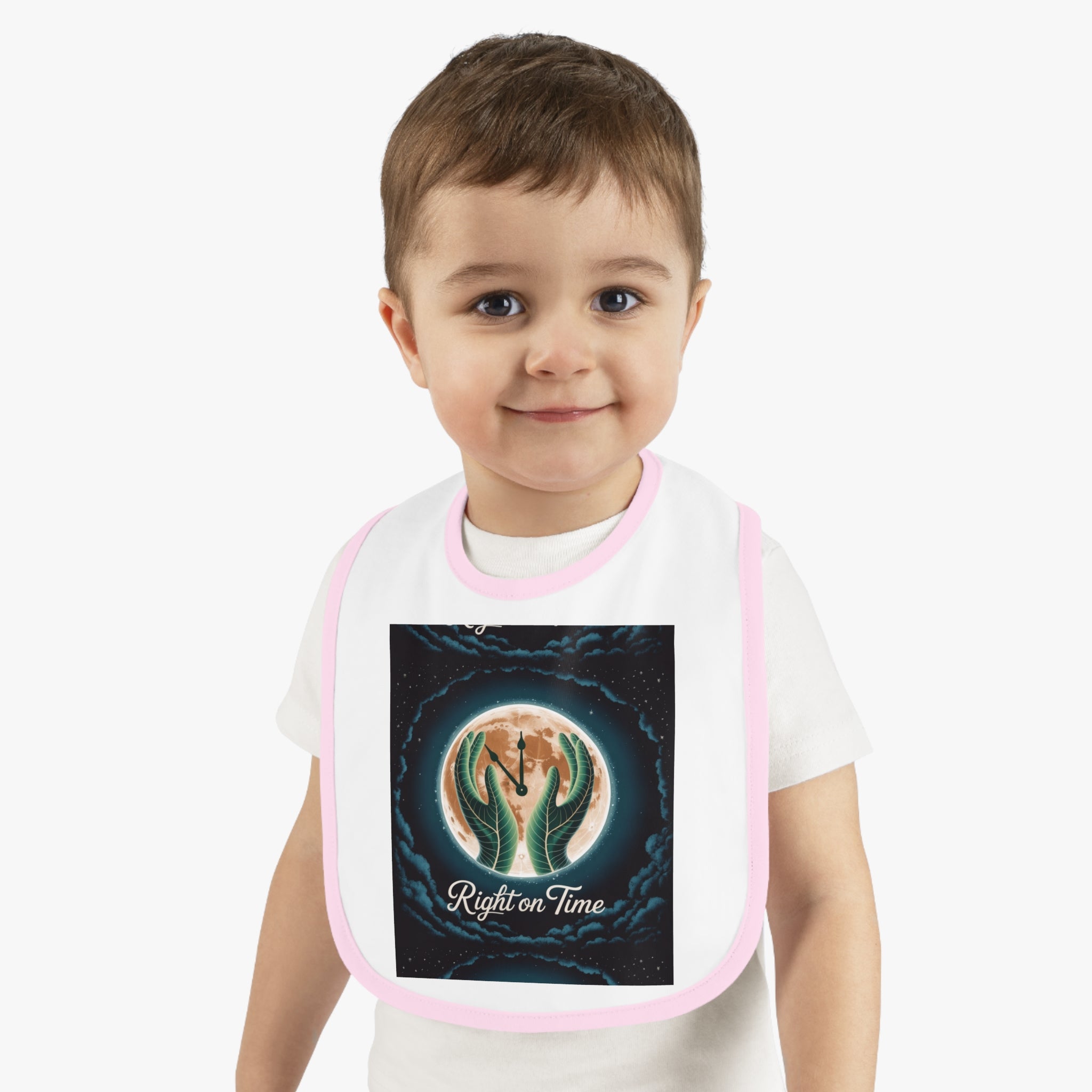 Right on time Baby Contrast Trim Jersey Bib