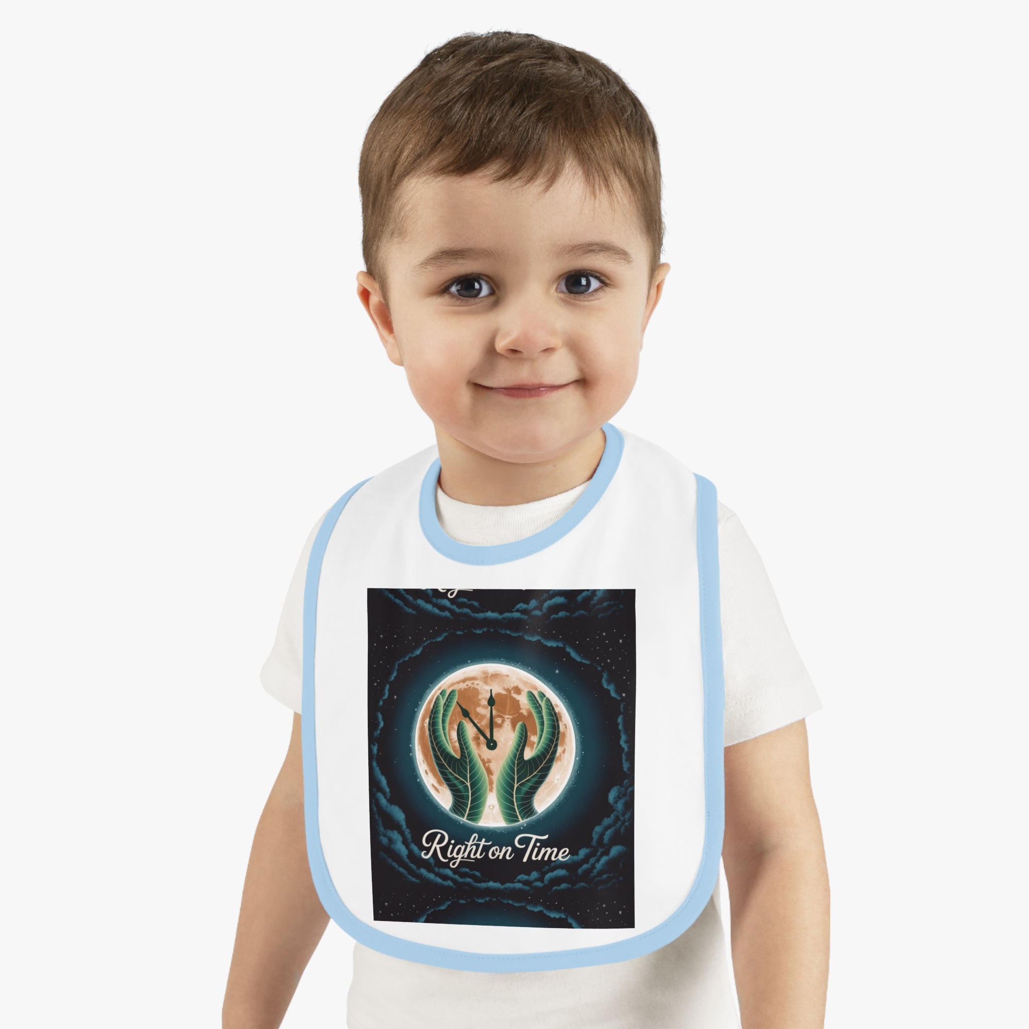 Right on time Baby Contrast Trim Jersey Bib